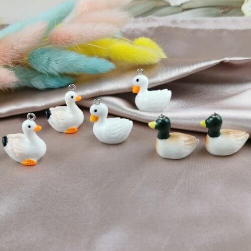 MuhNa 10pcs Cute Swan Ducks Resin Charms Mandarin Duck Pendant For Jewelry Making Diy Earring Keychain Floating Charm Craft
