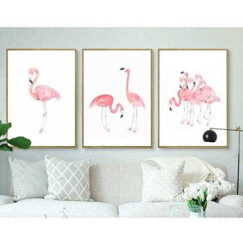 Flamingo frameless modern style Canvas Painting Art Print Poster Picture Wall Modern Minimalist Living Room home Decoration