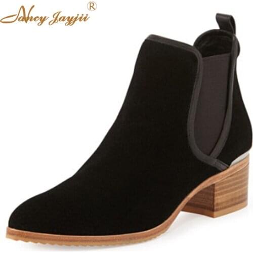 Nancyjayjii Women Shoes Perforated Suede Ankle Short Boots Cork Back Tab Eases Style Casual&Party Woman Zapatos Large Size 4 16