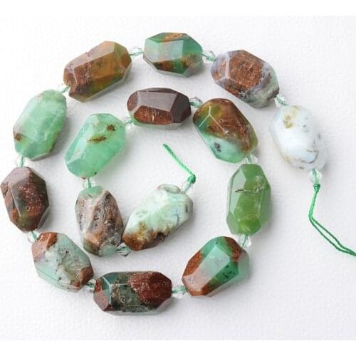 Natural Chrysoprase/Chrysoprasus Faceted Nugget Beads, About 13x18mm