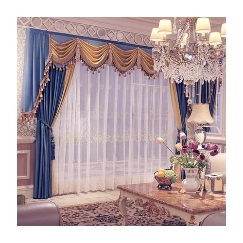 New European luxury living room atmosphere curtain Swan gold velvet villa curtain product customization