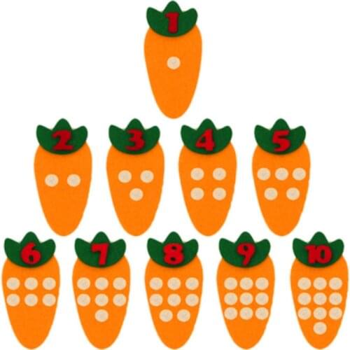 1-10 Montessori Educational Toy Non-woven Children Puzzle Handmade DIY Math Toys Kindergarten Carrot Match Digital Teaching Aids