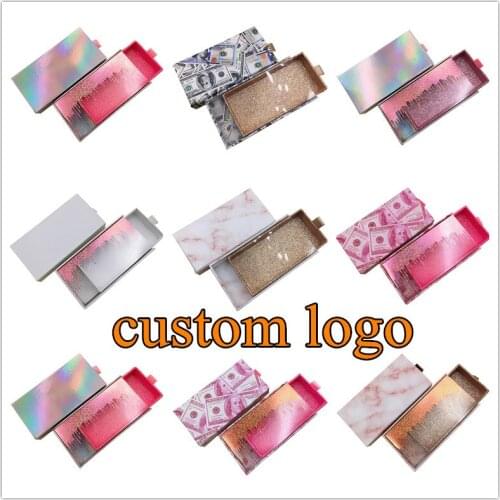 Wholesale eyelash packaging box lash boxes package custom own logo for 10mm-25mm mink eyelashes case bulk Lash marble cases