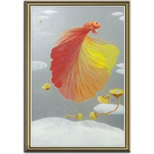 Original oil painting Dancing goldfish painter original paintings decoration painting Custom-made oil painting 16110706