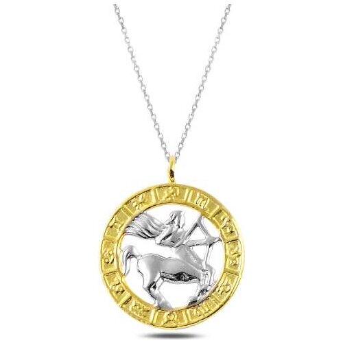 Real Silver 925 Jewelry Silver Gold Sagittarius Zodiac Pendant