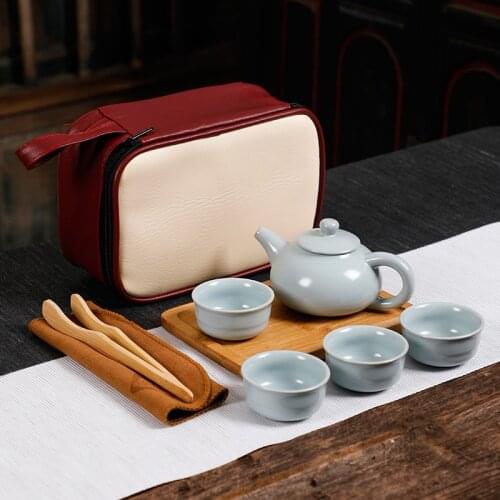 Portable Ceramic Teaware Set Chinese Kung Fu Tea Set Teapot Traveller Teaware With Bag Teaset Gaiwan Tea Cups Of Tea Ceremony