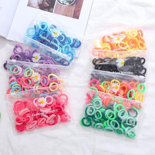 New 50 Pcs/lot High-elastic Kids Candy Color Hair Rope Elastic Scrunchie Hair Bands Mini Hair Rings Rubber Band for Girls 2.5CM