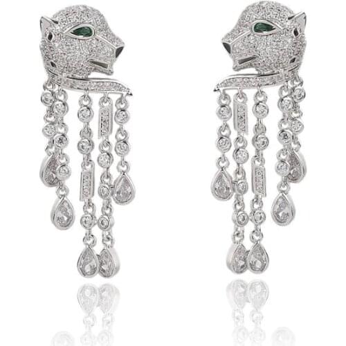 Cubic Zircon Leopard Earrings for Wedding, Crystals Leopard Earring for Women Girl Party Jewelry Birthday Gift