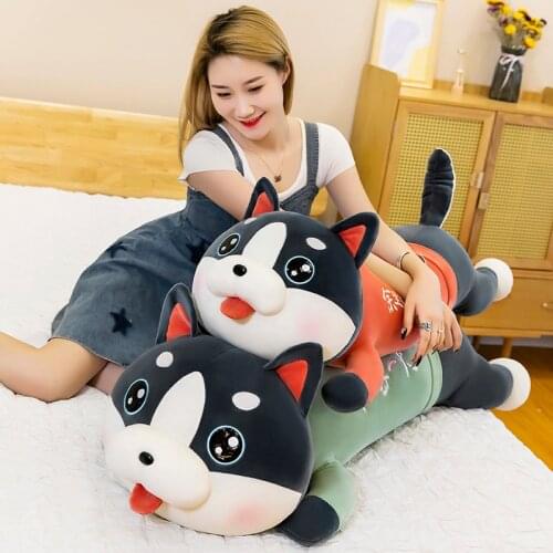 Cute Husky Pillow Plush Toy Soft Stuffed Cartoon Dog Plush Doll Home Decor Sleeping Stuffed Pillow Birthday Gift For Children