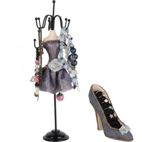 Unique Jewelry Holder Dress Shoe Model Necklace Earring Bracelet Ring Hang Display Stand Storage Rack Organizer for Gift j