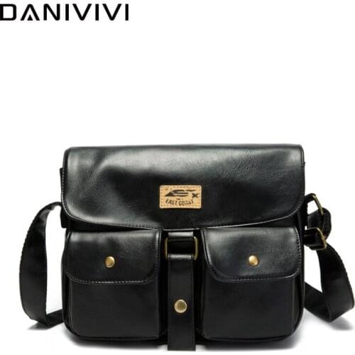Vintage Mens Messenger Bag Leather Luxury Handbags Men Shoulder Crossbody Bag for Ipad Pockets Casual Tote Male Sac A Main