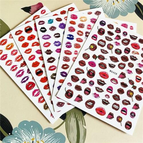 WG457 WG458 Big red lips colorful lips 3D Back glue Nail decal Nail sticker Nail decoration Nail art Nail ornament