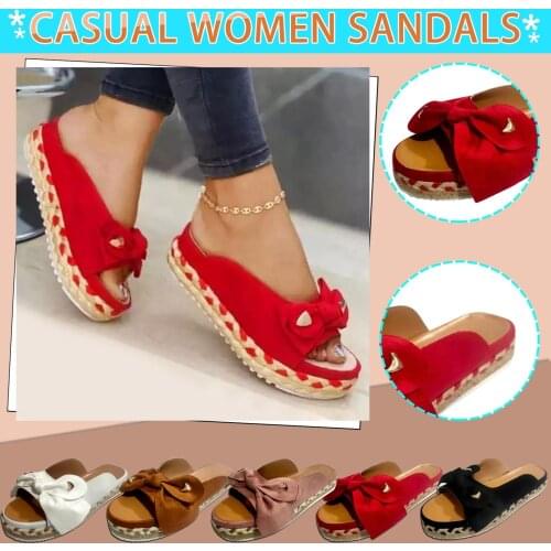 2021 New Summer Slippers Womens Shoes Thick-soled Fish Mouth Shoes Casual Ladies Bow Slippers Peep-Toe Casual beach shoes