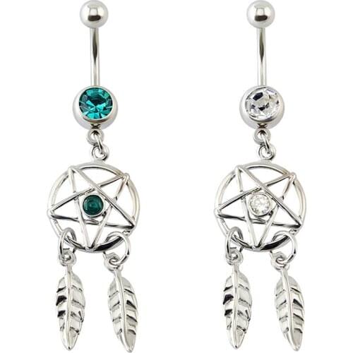 Navel ring dreamcatcher stainless steel women jewelry piercing ombelico belly piercing surgical steel fake body fashion jewelry