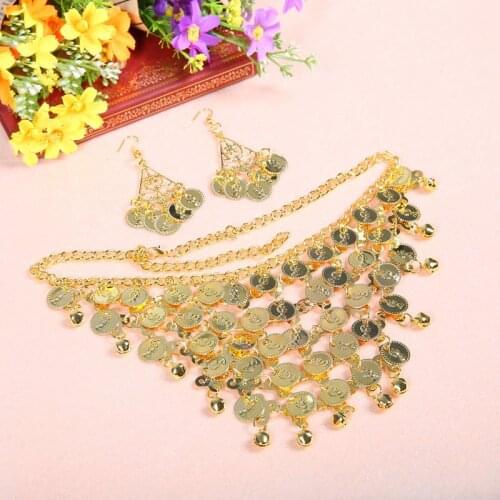 Belly dance performance gold necklace dance accessories performances necklace jewelry to send earrings