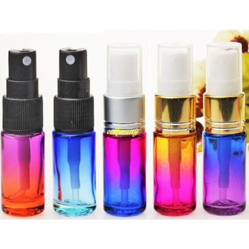 10pcs/lot Free shipping 5ml Gradient Spray Bottle Perfume Bottles Mini Liquid Oil Cosmetic Container Refillable Atomizer