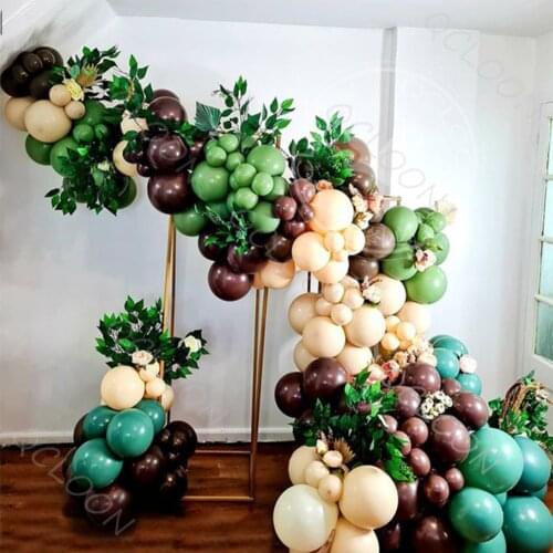 105pcs Latex Balloons Jungle Party Balloon Chain Jade Green Coffee Garland Skin Color Balloon Birthday Party Wedding Decorations