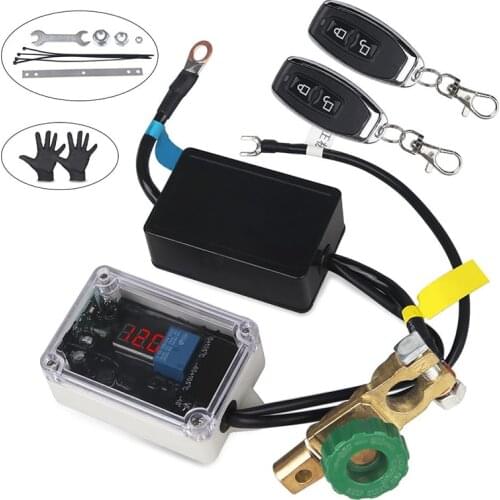 12v Car Battery Disconnect Isolator Master Switches Cut Off Voltmeter Display Double Remote Control Battery Switch + Gloves