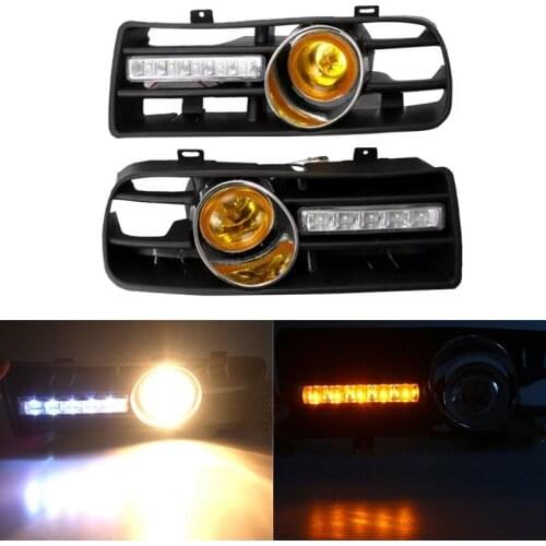 2PCS Car Fog Lamp Grille Front Bumper LED DRL Grille for Golf MK4 1997-2006