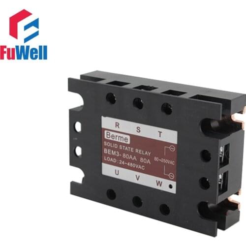 3-phase Solid State Relay SSR AC-AC 80AA Input 80-250V AC Load 24-480V AC