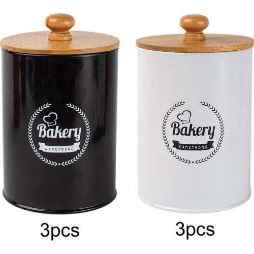 3Pcs Metal Kitchen Canister Set Coffee Tea Sugar Tins Containers Food Storage Jars Bottles