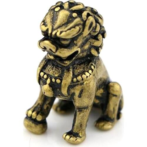 3D Brass Retro Lion Casting Statue Mini Animal Metal Figurine Home Decor Desktop Crafts Sculpture Decoration Pendants Gifts