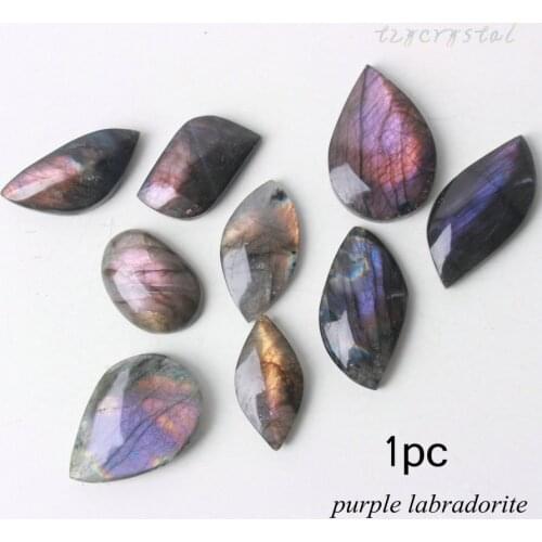 5-15g (1pc) Natural Labradorite Cabochon Gemstone Crystal Jewelry with Purple Light