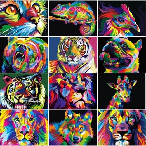 5D DIY Diamond Painting Animal Lion Cat Dog Cross Stitch Kit Full Drill Square Embroidery Mosaic Art Picture of Rhinestones Gift