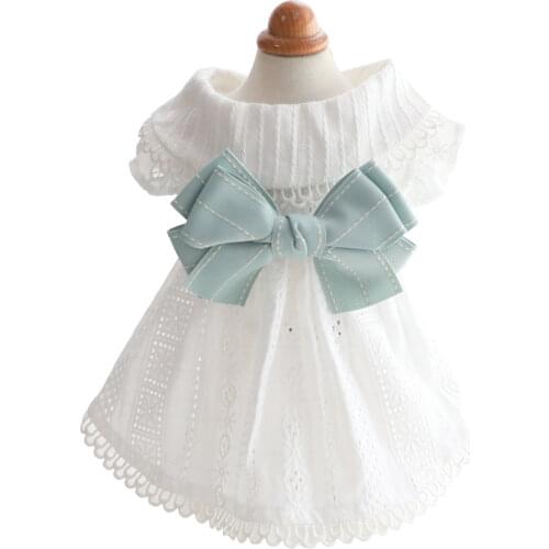 White Princess Dress Pet Clothing Dogs Bowknot for Dog Clothes Small Costume Skirt Cute French Bulldog Summer Girl Collar Perro