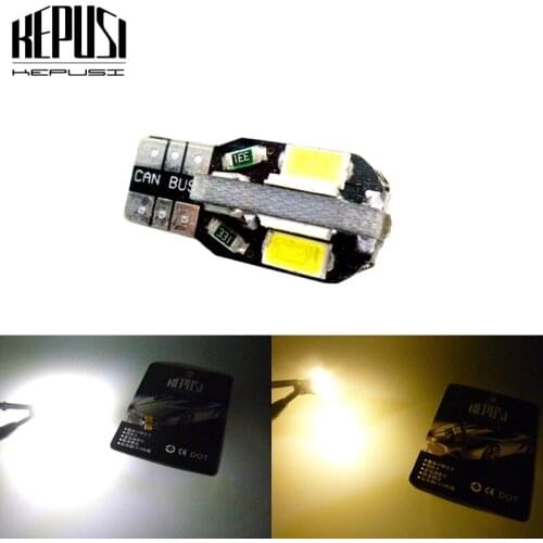 Canbus Error Free T10 White Warm White 8 5730 SMD LED Car Side Wedge Light Lamp W5W Bulb 12V Instrument Panel Lamp 1pc