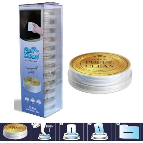 Pufai Notebook LCD Phone Glass Cleaning Wipes Capsule 12 Cleaning Capsules in a Box
