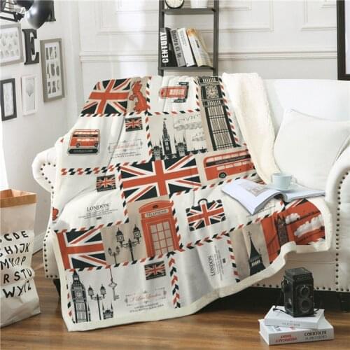 Bed Sofa Throw Blanket Retro USA London Madrid Building Bedspread Soft Warm Winter Fleece Car Beds Cover For Children Kids Adult