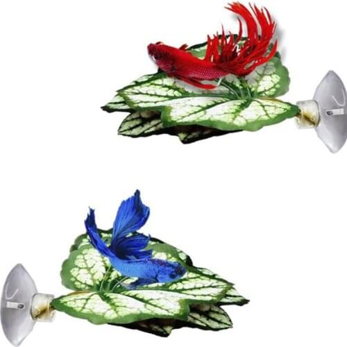 Double-Layered Simulation Ornamental Leaf Betta Fish Rest Spawning Leaf Betta Fish Bed Hammock for Fish Tank Aquarium In stock