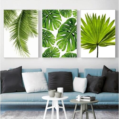 Tropical Banana Leaf Canvas Painting Fresh Palm Leaves Nordic Green Plant Poster Greenery Wall Picture Room Decoration