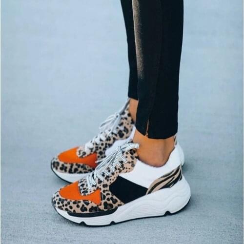 Women Breathable Sneaker 2021 Woman Lace Up Leopard Vulcanized Ladies Shoes Comfortable Womens Casual Female Shoes Plus Size