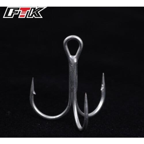 10-20pcs Fishing Hook High Carbon Steel Treble Overturned Hooks 3/0 1/0 1 2 4 Hard Bait Fishing Tackle Round Bend Triple Hook