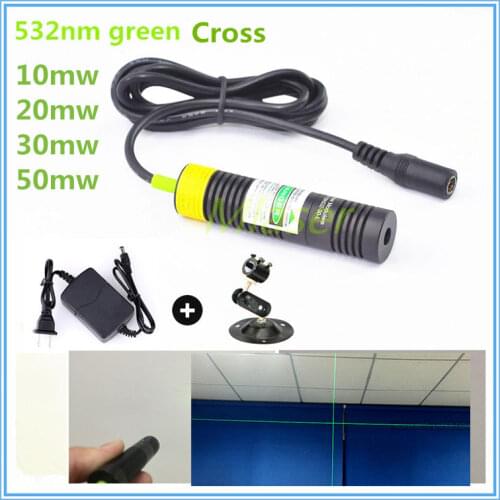 D18mm 532nm 10mw 20mw 30mw 50mw Cross Line Laser Module for Clothes Cutting / Wood Cutting Mechanical Positioning