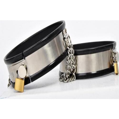 Hot stainless stelel silicone liner thigh ring chain chastity belt set accessories leg cuffs bdsm bondage restraints sex toys
