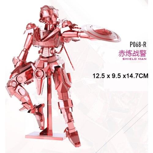 Shield man red color 3D DIY laser cutting metal model educational diy toys Jigsaw Puzzle best birthday gifts new arrival