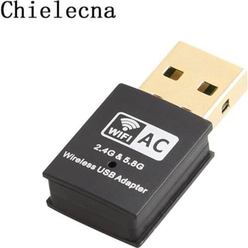 Chielecna Mini 5G Dual Band 600Mbps WiFi USB Lan Adapter Wireless 802.11ac Network Card Built In Antenna For All Windows Linux