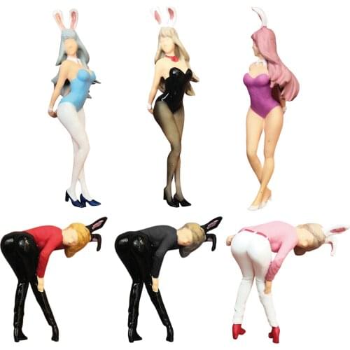 RM 1/64 Scale Mini Painted Resin Miniature Figure Bunny Girl Car Model Scene Railway Landscape DIY Building Kits Layout