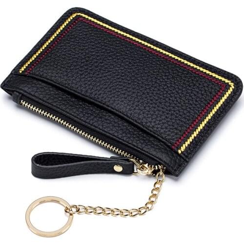 Fashion Mini Coin Purse Women Genuine Leather Key Holder Men Slim Credit Card Wallet
