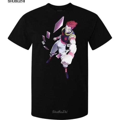 Hunter X Hunter Anime Character Hisoka Card Throwing mens t shirt black top Cartoon t shirt men Unisex shubuzhi tshirt sbz3092