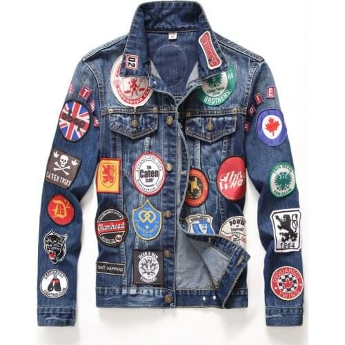 Jacket Men Cotton Comfortable Slim Long Sleeve Lapel Men Jacket Fashion Applique Light Blue Coat 2020 Fall Outdoor Sweatshirt