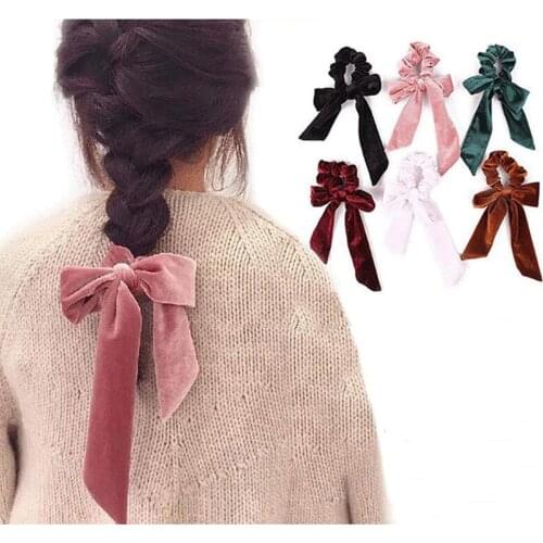 New Arrival Summer Hair Scrunchies Soft velvet Cloth Hairband Solid Elastic Hair Ropes Ponytail Holder Headbands Hair Scarf