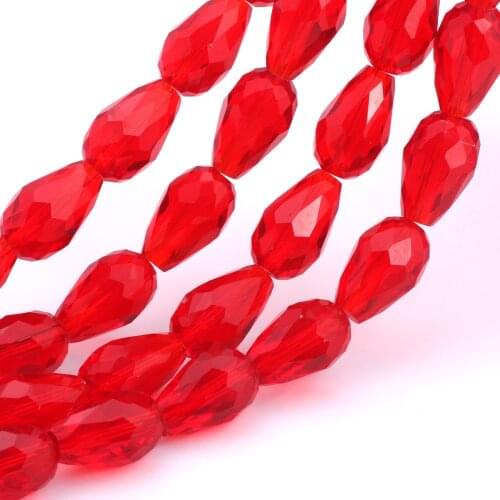 OlingArt 8*11&10*15mm 50pcs Waterdrop Faceted Austrian crystal beads Red color Teardrop glass bead for jewelry making bracelet