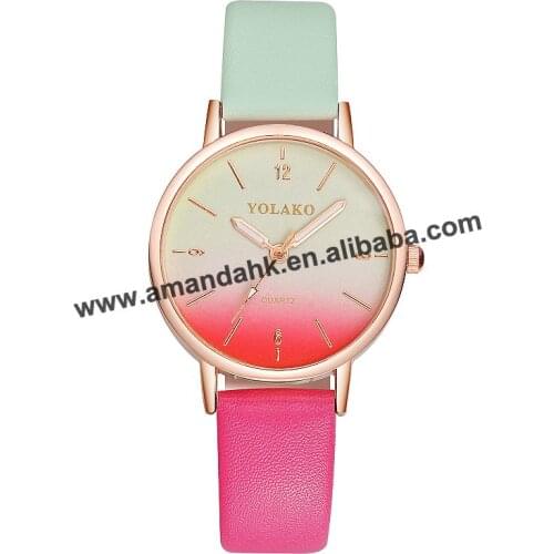 Wholesale Women Ladies Dress Quartz Wristwatch Hot Leather Rose Gold Case Watches YOLAKO 919605