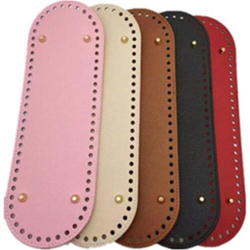 30*10cm Oval Long Bottom For Knitted Bag Pu Leather Bag Accessories Handmade Bottom With 38 Holes Diy Crochet Bag Accessories