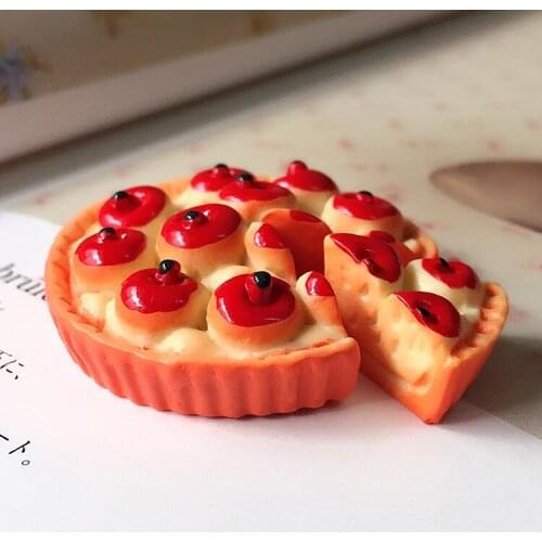 20Pcs Resin Food Play Apple Pizza Cake Parts Kawaii Diy Pendant Flatback Cabochon Embellishments Accessories