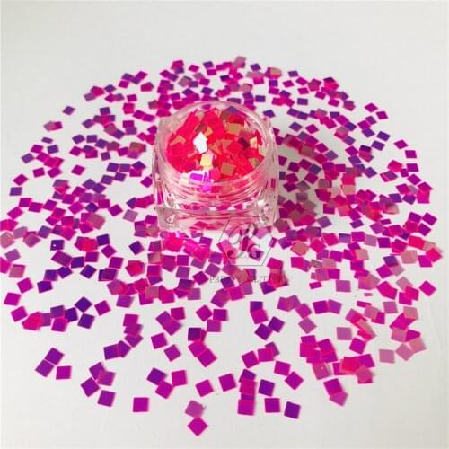 PrettyG 10g-200g 3MM Square Holographic Neon Metail Glitter Sequins Nails Henna Tattoo Tumbler Crafts Art Decoration Accessories